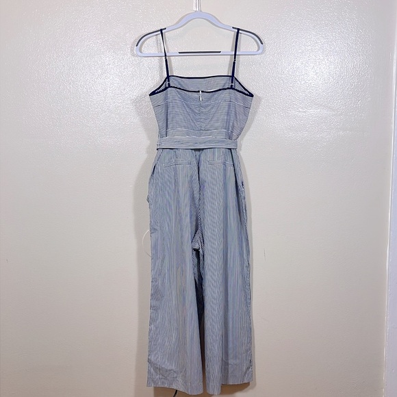J. Crew Marseille Blue Pinstriped Striped Blue Jumpsuit with Belt size 6 - Picture 2 of 7